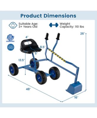 Kids Sand Digger Toy with Two-Hand Controls and Metal Shovel Arm