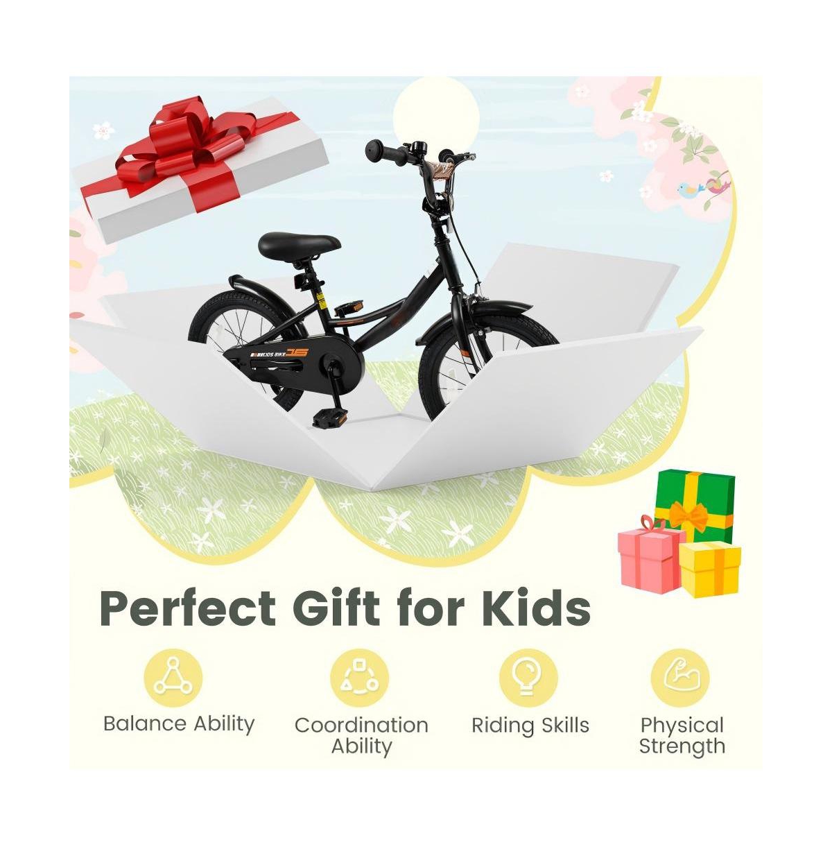 Hongge 16 Inch Kids Bike with Training Wheels and Adjustable Seat