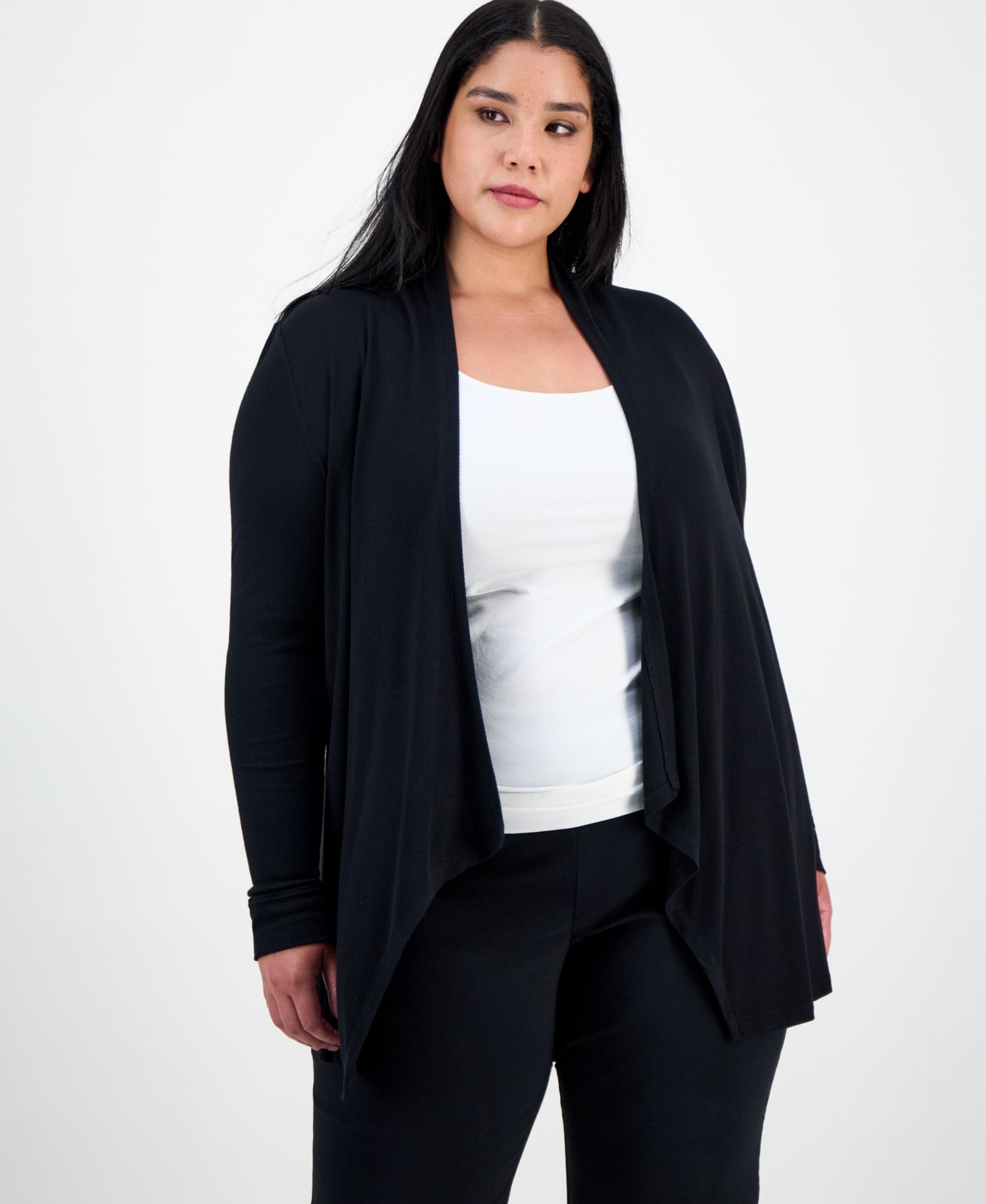 Plus Size Draped Cardigan