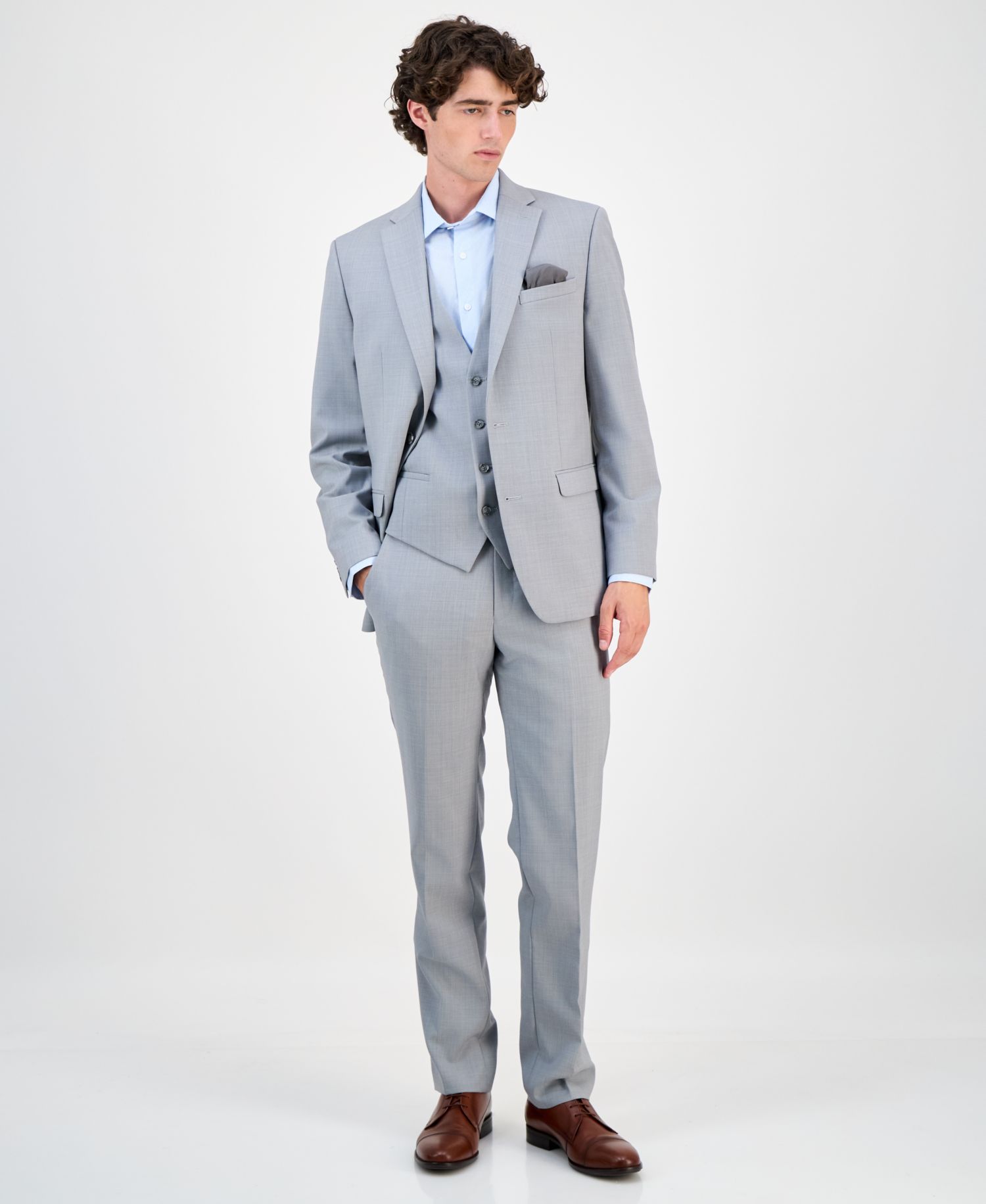 Men's Slim-Fit Sharkskin Suit Vest