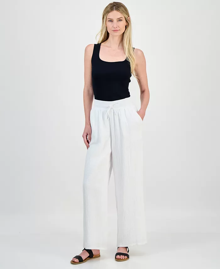 Women's Wide Leg Cotton Gauze Pants - thumbnail 2