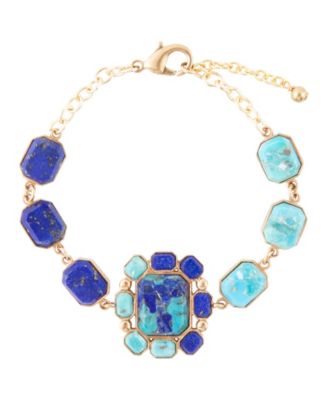 Duality Blue Lapis and Turquoise Golden Bracelet
