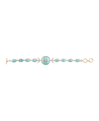 Celestial Blue Turquoise Golden Link Bracelet