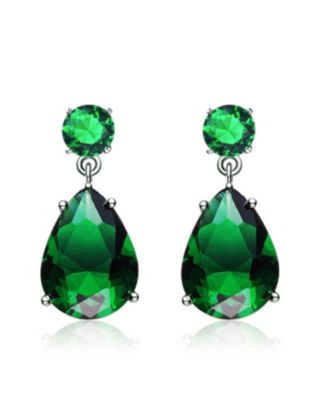 Women's White Gold Plated Colored Cubic Zirconia Drop Earrings