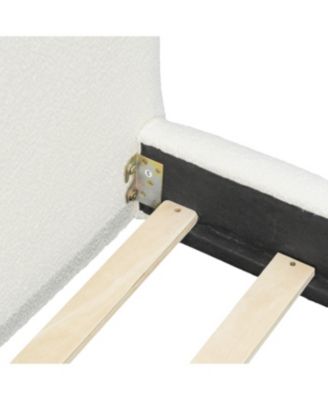King Size Boucle Upholstered Platform Bed with Solid Wood Legs