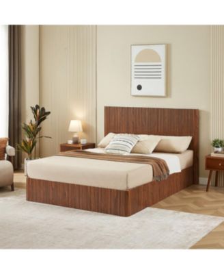 Streamdale Queen Size Lift Up Storage Bed Frame, Walnut