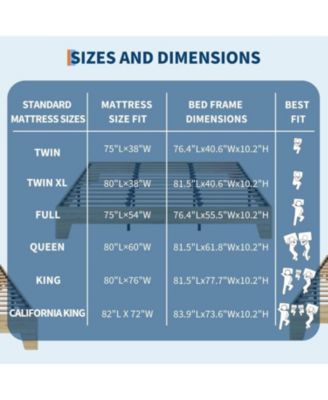 King Platform Bed Frame with Underbed Storage 10.24" Clearance Wood & Metal Slats No Headboard No Box Spring Gold
