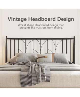 Full Size Bed Frame Metal Platform with Headboard Mattress Foundation 12” Under Bed Storage