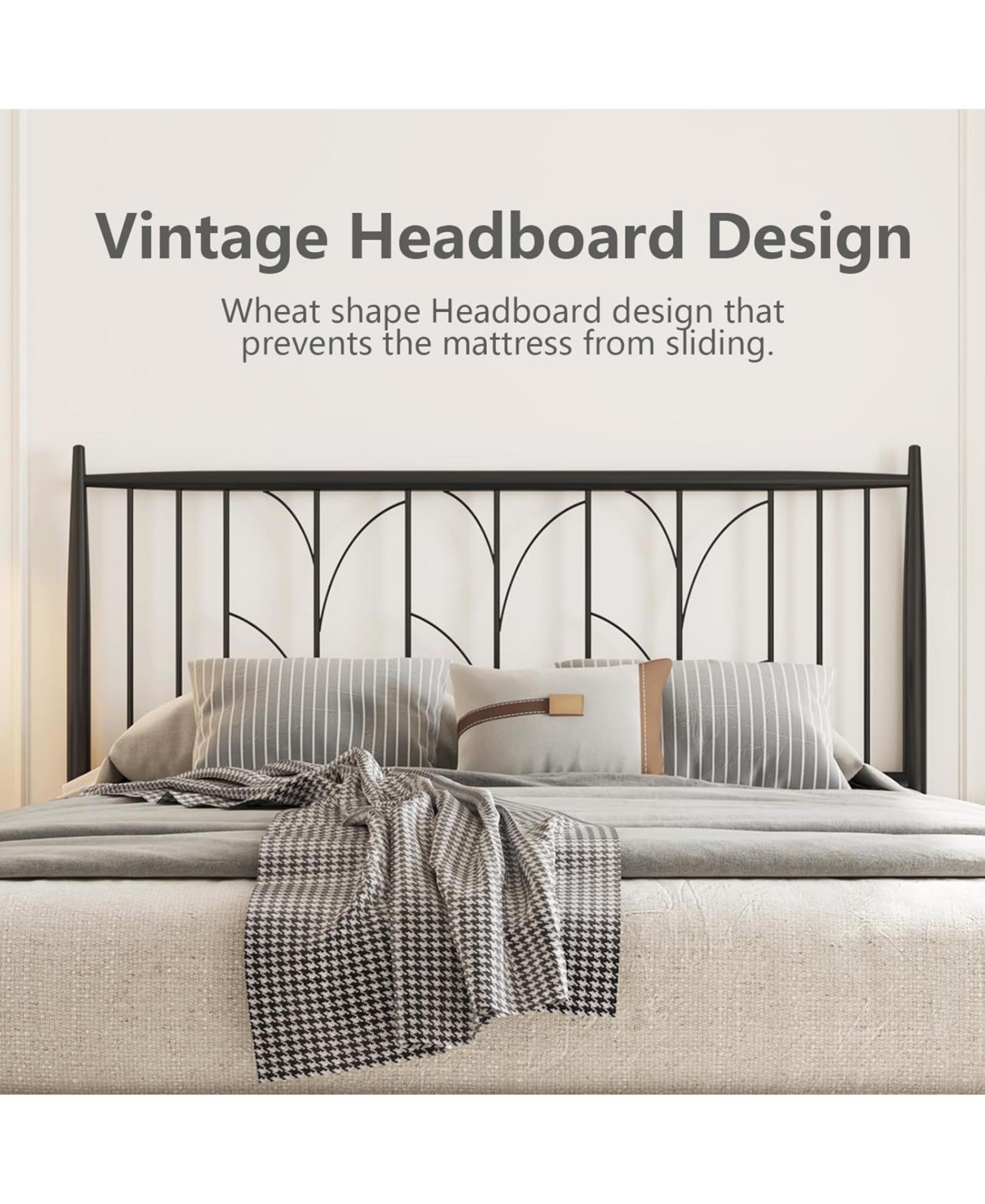 gaomon Full Size Bed Frame Metal Platform with Headboard Mattress Foundation 12” Under Bed Storage