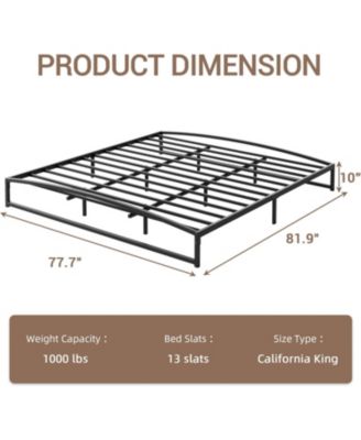 King Size 10 Inch Metal Platform Bed Frame Heavy Duty Slats Underbed Storage Noise-Free Non-Slip Black