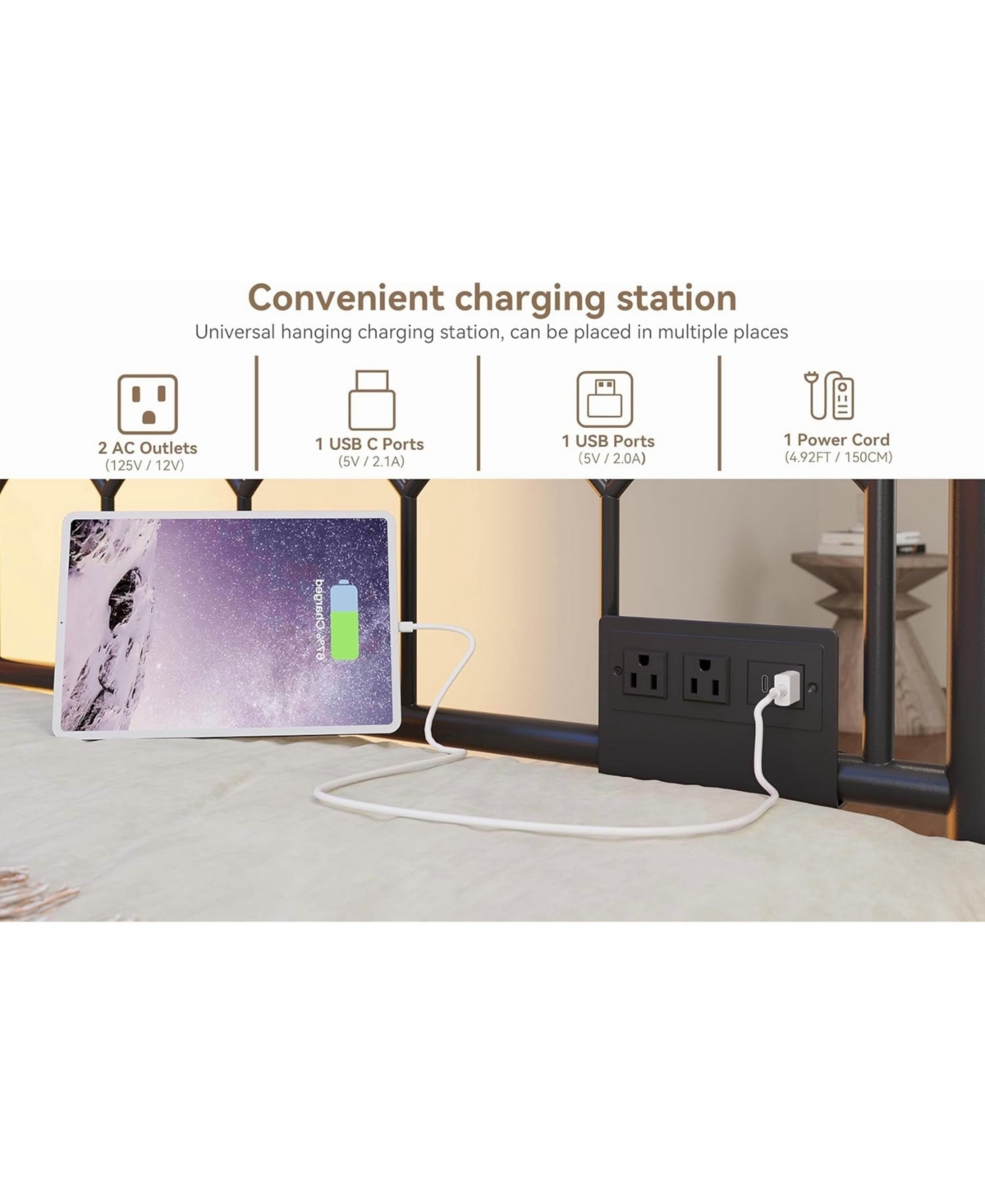 gaomon Twin Size Metal Daybed with Trundle Charging Station Led Lights Sofa Bed for Living Room Guest Room Apartment Black