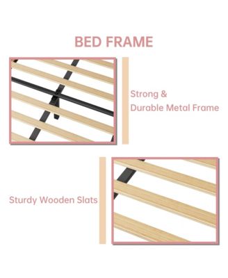 Easy Assembly Twin Size Bed Frame Velvet Upholstered Platform Bed Frame