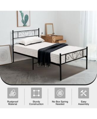 Twin XL Metal Platform Bed Frame Heavy-duty Steel Slat Support with Storage