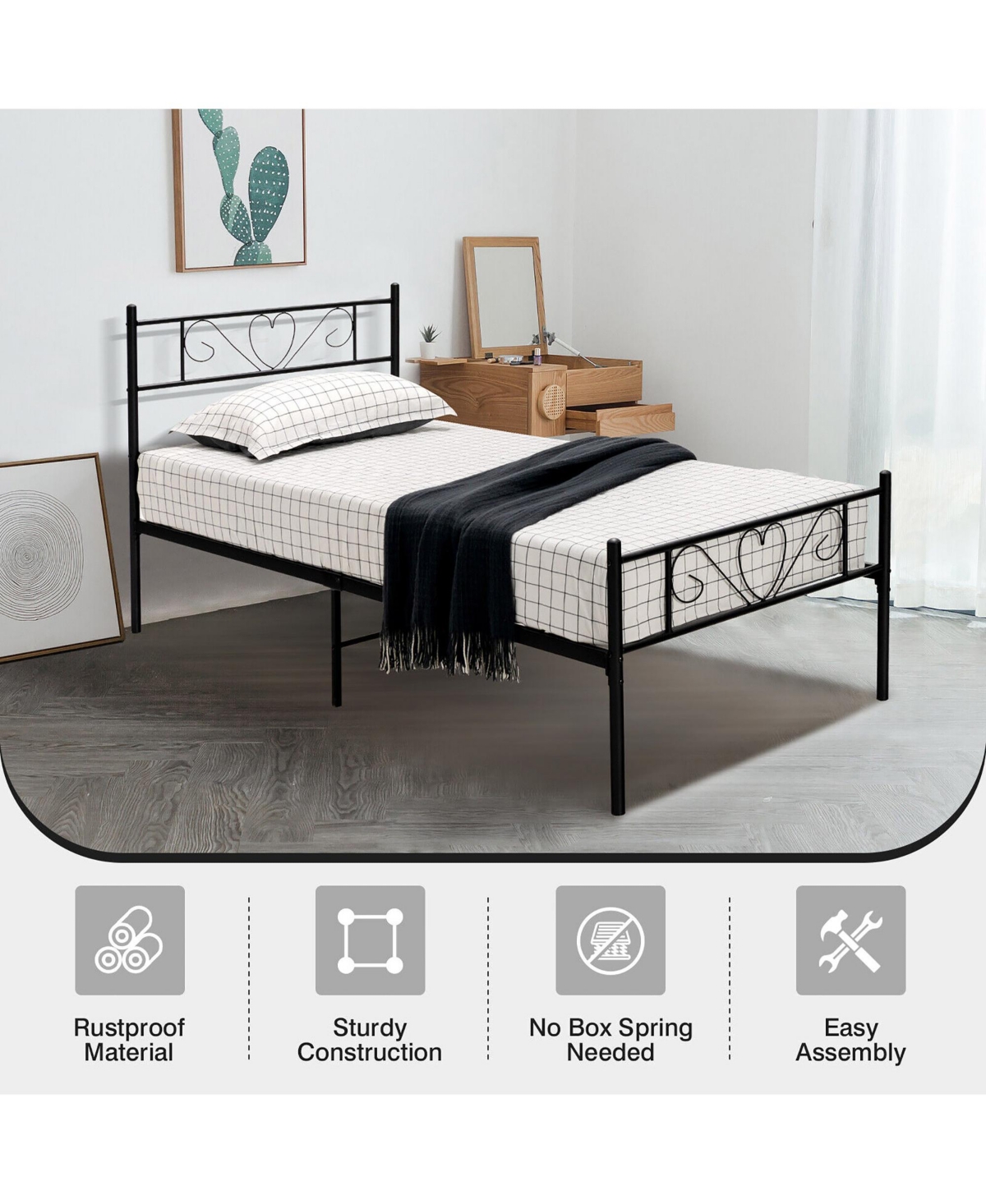 Gymax Twin Xl Metal Platform Bed Frame Heavy-duty Steel Slat Support with Storage