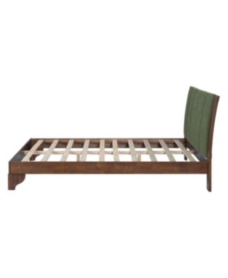 Streamdale Premium Pine Wood Queen Bed Frame, Mid Century Modern, Walnut & Green