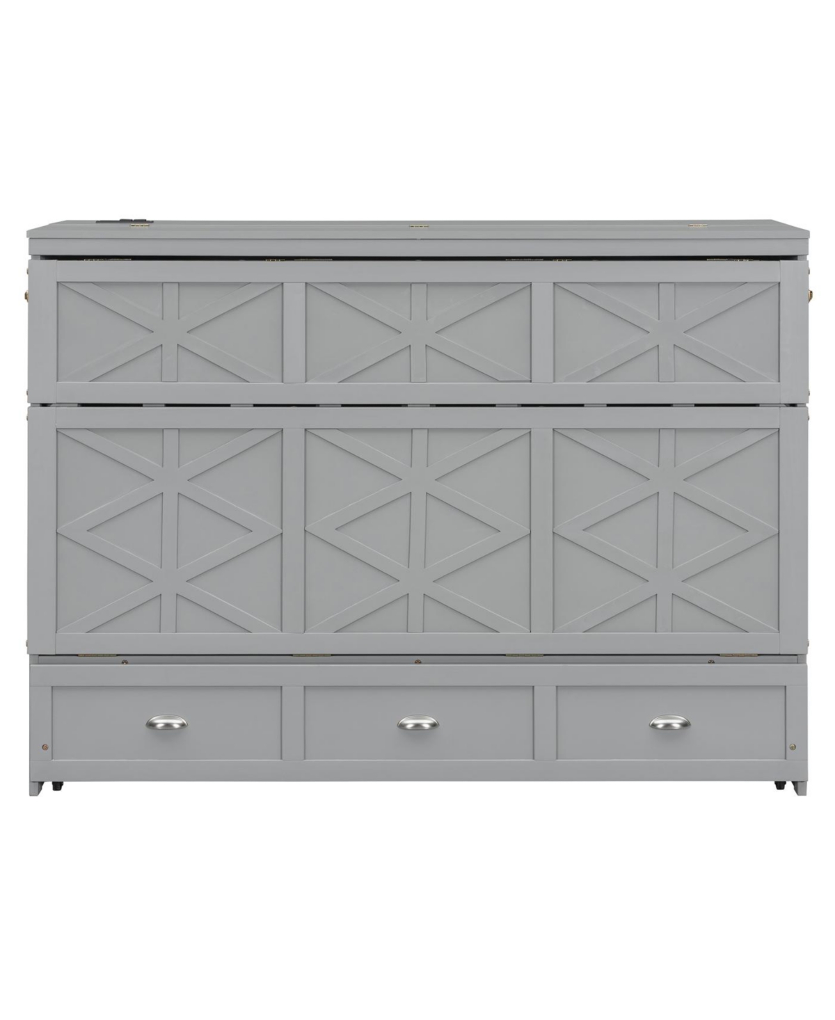 Streamdale Furniture Queen Murphy Bed with Large Drawers and Usb, Brushed Gray