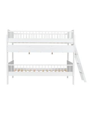Streamdale Twin Size Wooden Bunk Bed with 3 Storage Shelves, White