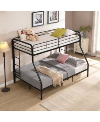 twin over full metal bunk bed with storage, no box spring needed, easy assembly, durable and space-saving.