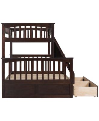 Twin over Full Bunk Bed with Drawers, Convertible Beds