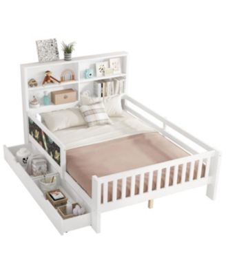  Full Platform Bed with Chalkboard, Storage, Shelves