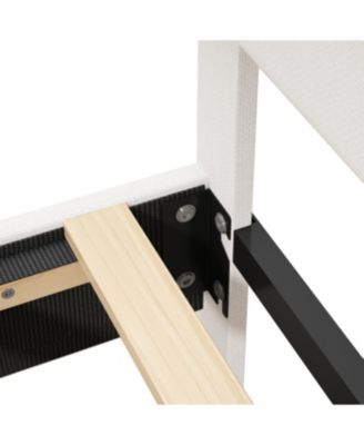 Streamdale King Size Upholstered Platform Bed with Adjustable Headboard - White