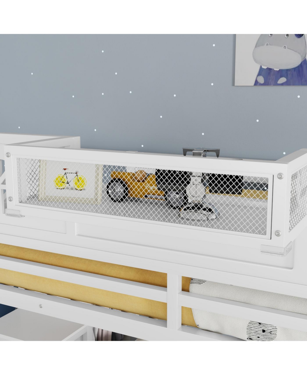 Streamdale Furniture Queen Loft Bed with Stairs and Wardrobe