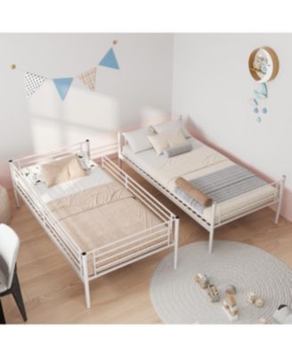 Streamdale White Twin Over Twin Metal Bunk Bed with Ladder, Storage, Noise-Free
