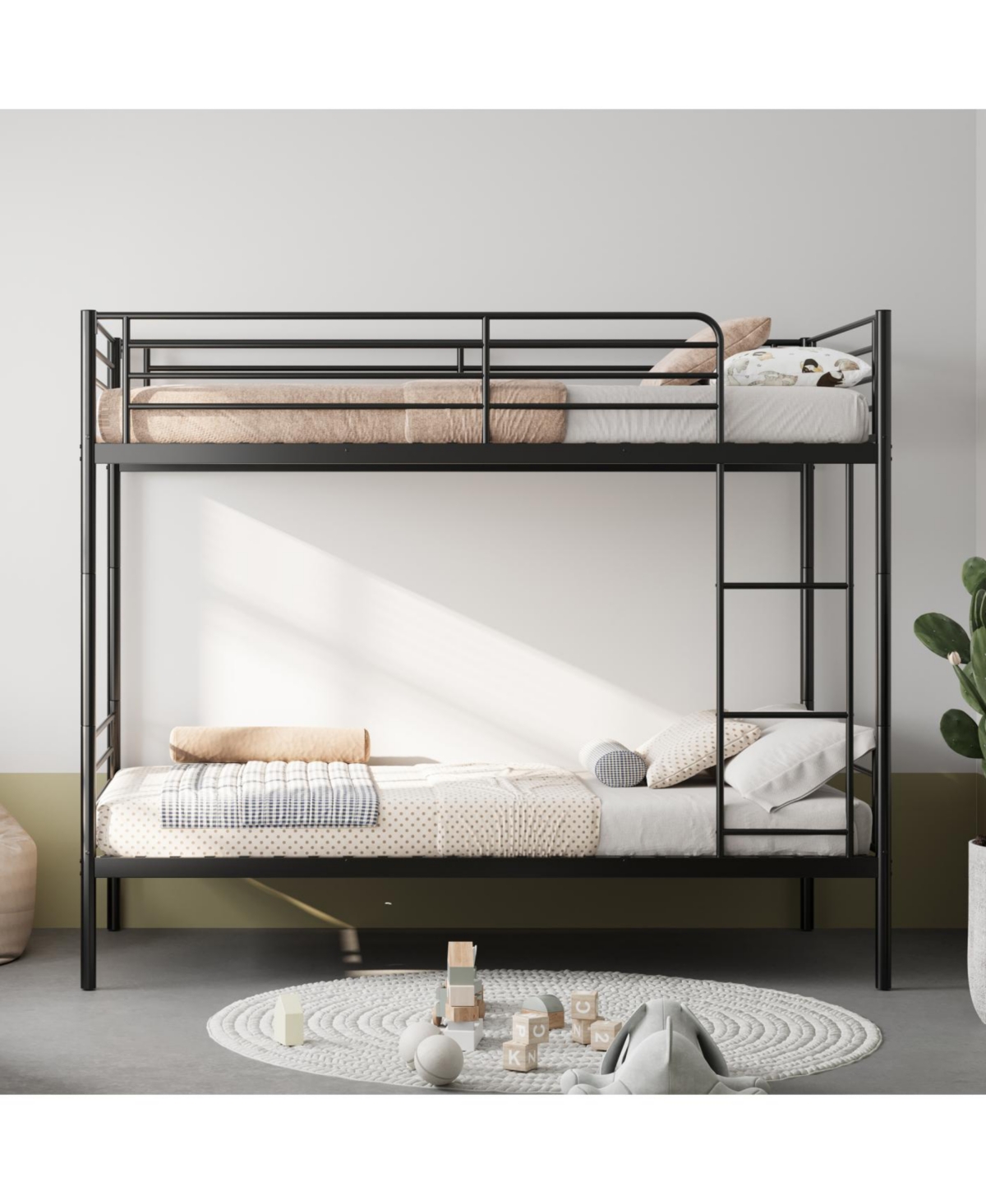 Streamdale Furniture Streamdale Metal Bunk Bed with Ladder, Guardrail, Splitable, Storage, Noise-Free, Twin Black