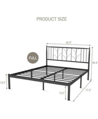 Metal Bed Frame, Full Platform Bed with Modern Style Headboard and Mattress Foundation with Spacious Underbed Storage