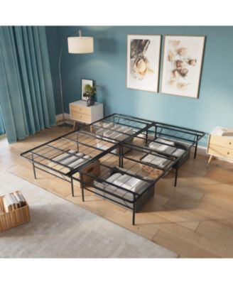 14" Metal Platform Bed Frame with No-Tool Assembly, Textured Anti-Slip Surface - 2500 lb. Weight Capacity, Extra Underbed Storage