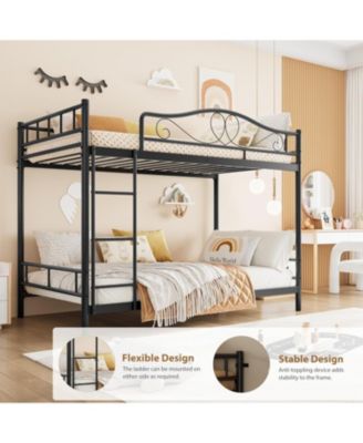Twin Over Twin Metal Bunk Bed with Ladder, Guardrails, 400 lbs Capacity, Space-Saving No-Noise Design