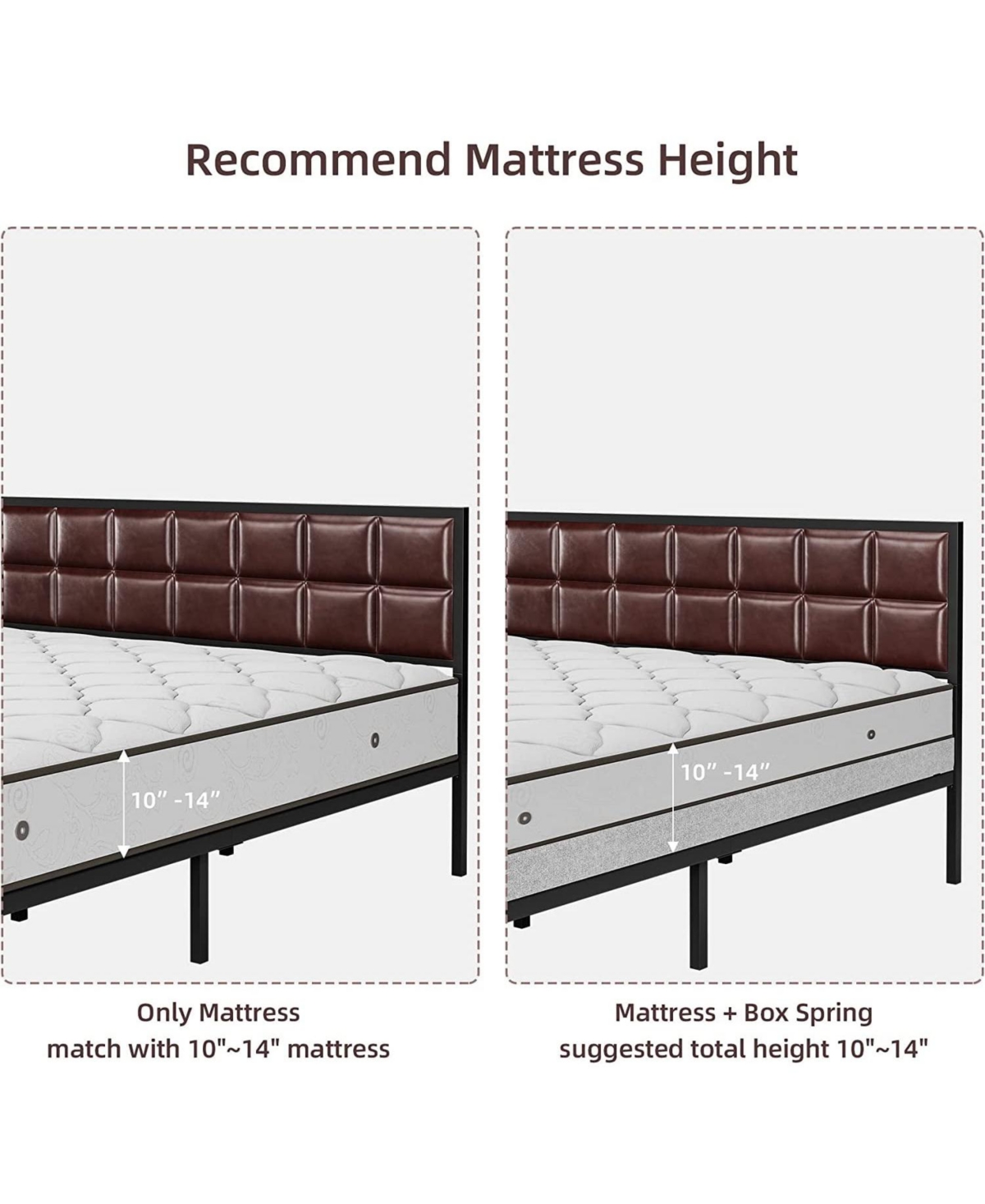 gaomon Full Size Metal Platform Bed Frame with Faux Leather Headboard Strong Slats Large Underbed Storage