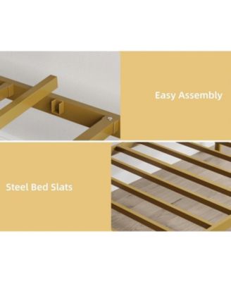 Twin Size Daybed Frame Metal Sofa Heavy Duty Metal Slats Living Room Bedroom Guest Space Saving Gold