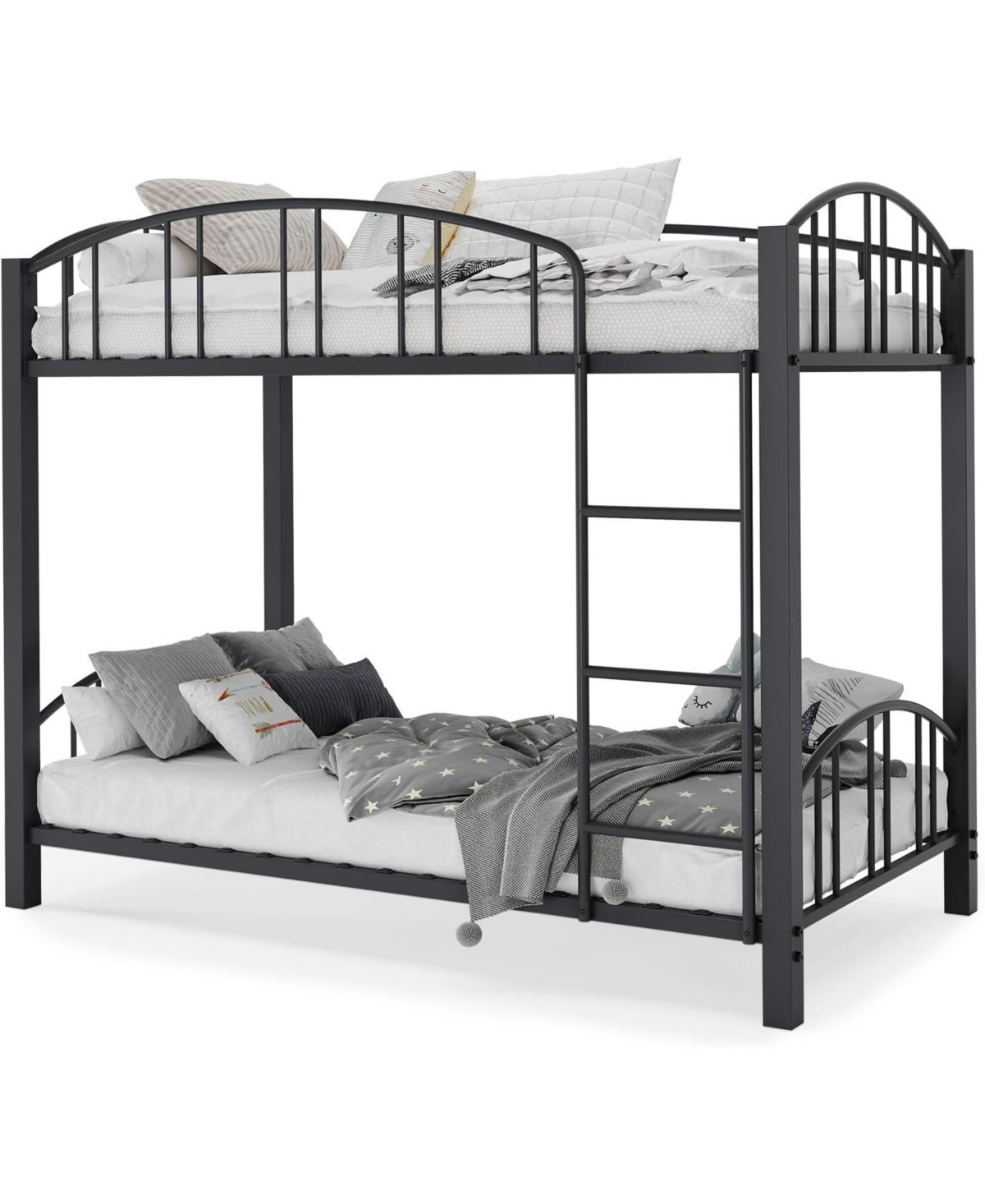 gaomon Metal Twin Over Twin Heavy Duty Bunk Bed with Safety Ladder, Arched Guardrail, Space-Saving, No Box Spring – Bunk Bed