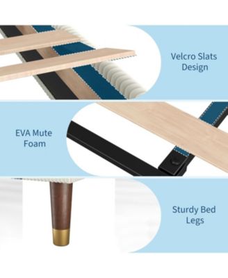 Twin Size Upholstered Platform Bed Frame Modern Fabric Headboard