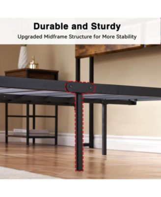 Full Size Bed Frame, Upholstered Platform with Overhead Placement Space