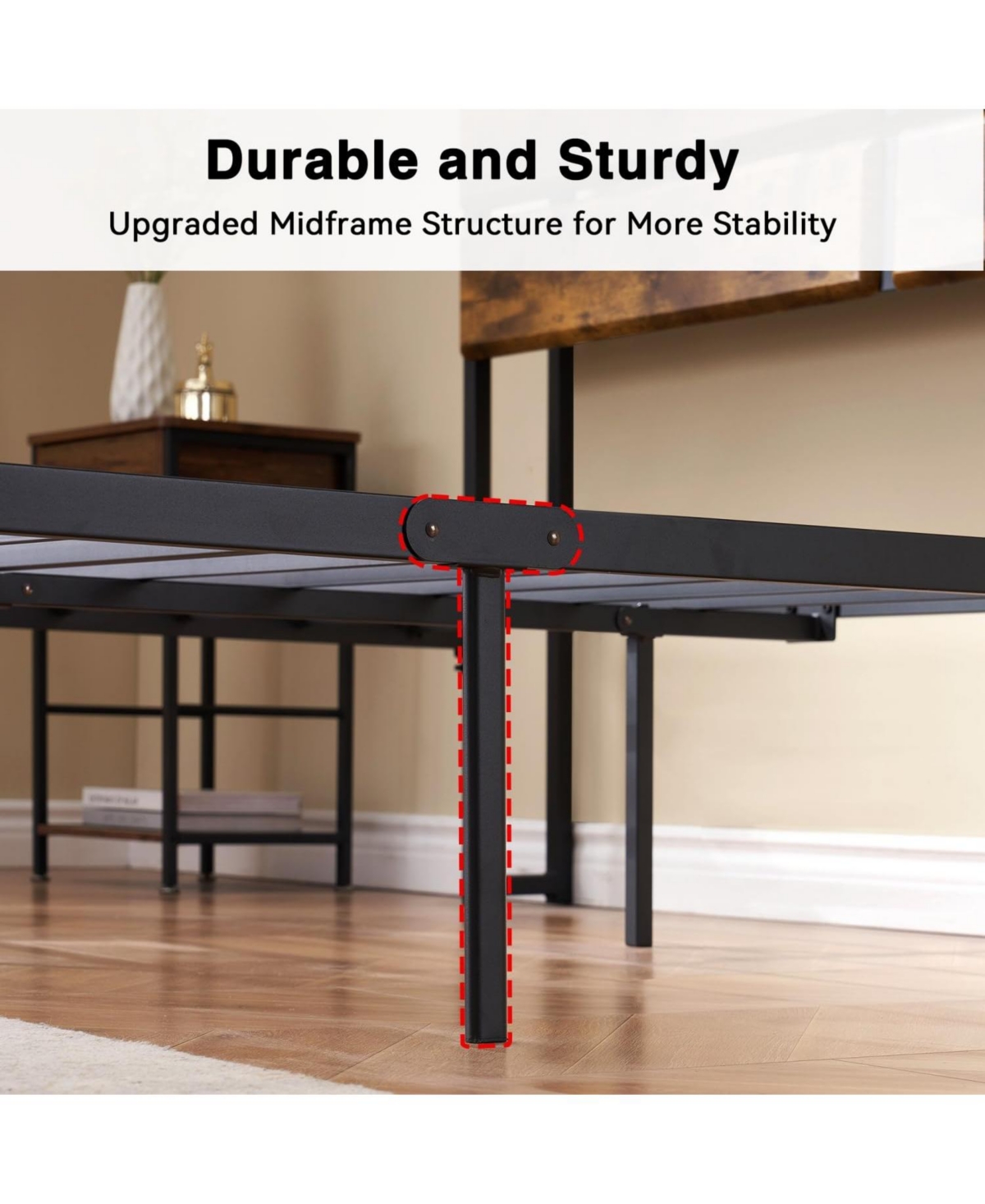 gaomon Full Size Bed Frame, Upholstered Platform with Overhead Placement Space