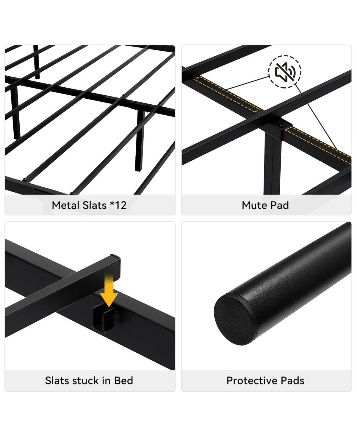 gaomon Modern Bed Frame, Metal Platform Bed with Headboard and Footboard
