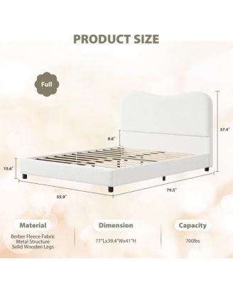 Twin Size Velvet Upholstered Platform Bed Frame with Headboard, Low Profile Design for Kids - Full