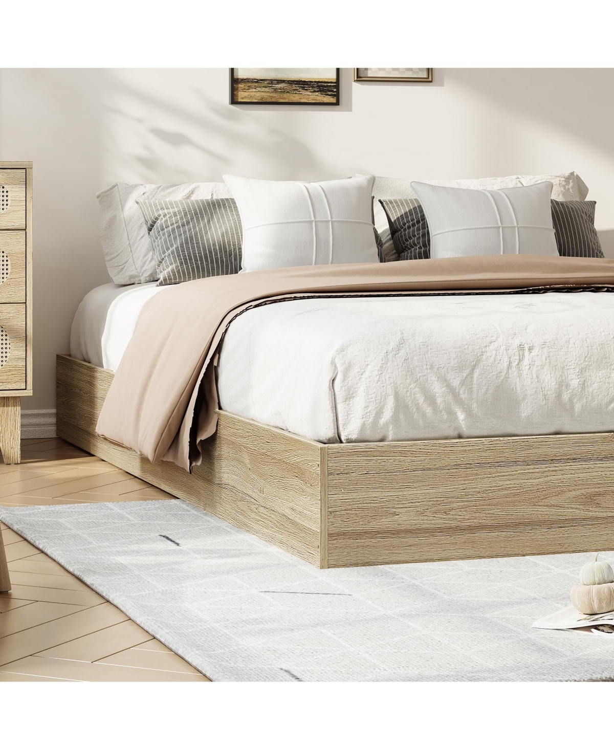 gaomon King Size Wood Platform Bed Frame,Wooden Bed Frame Without Headboard, Wood Slat Support