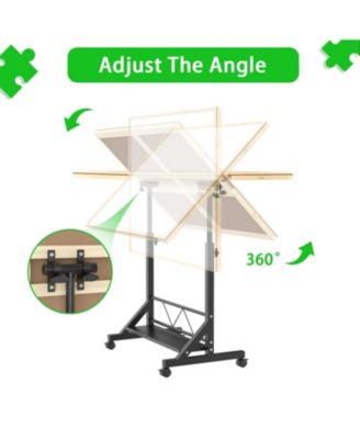 34" Adjustable Puzzle Table with 360° Tilt, Storage Drawers & Protective Cover for 1500-Piece Puzzles, Height-Adjustable Mobile Workstation