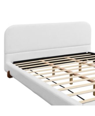 Streamdale Unique Design White Fabric Upholstered Bed Frame with Solid Wood Legs, California King