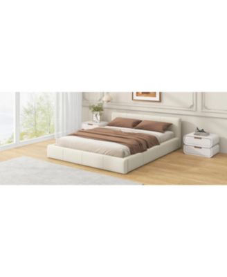 Queen Size Faux Leather Birch Engineered Wood Minimalist Design, Durable Frame, No Box Spring Required Bed