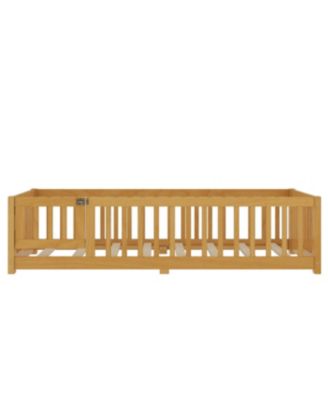 Streamdale Twin Size Floor Bed with Guardrails and Door for Kids
