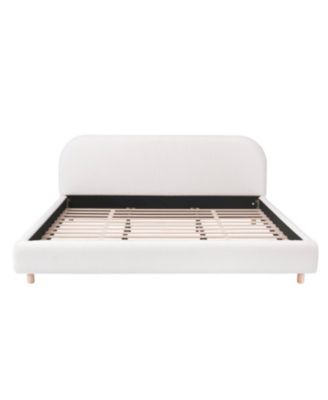 King  Boucle Platform Bed with Curved Headboard