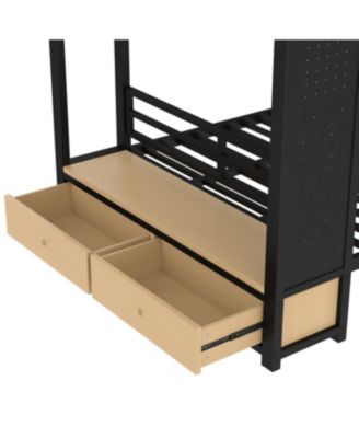 Streamdale Full/Full Metal Bunk Bed with Storage for Teens - Black