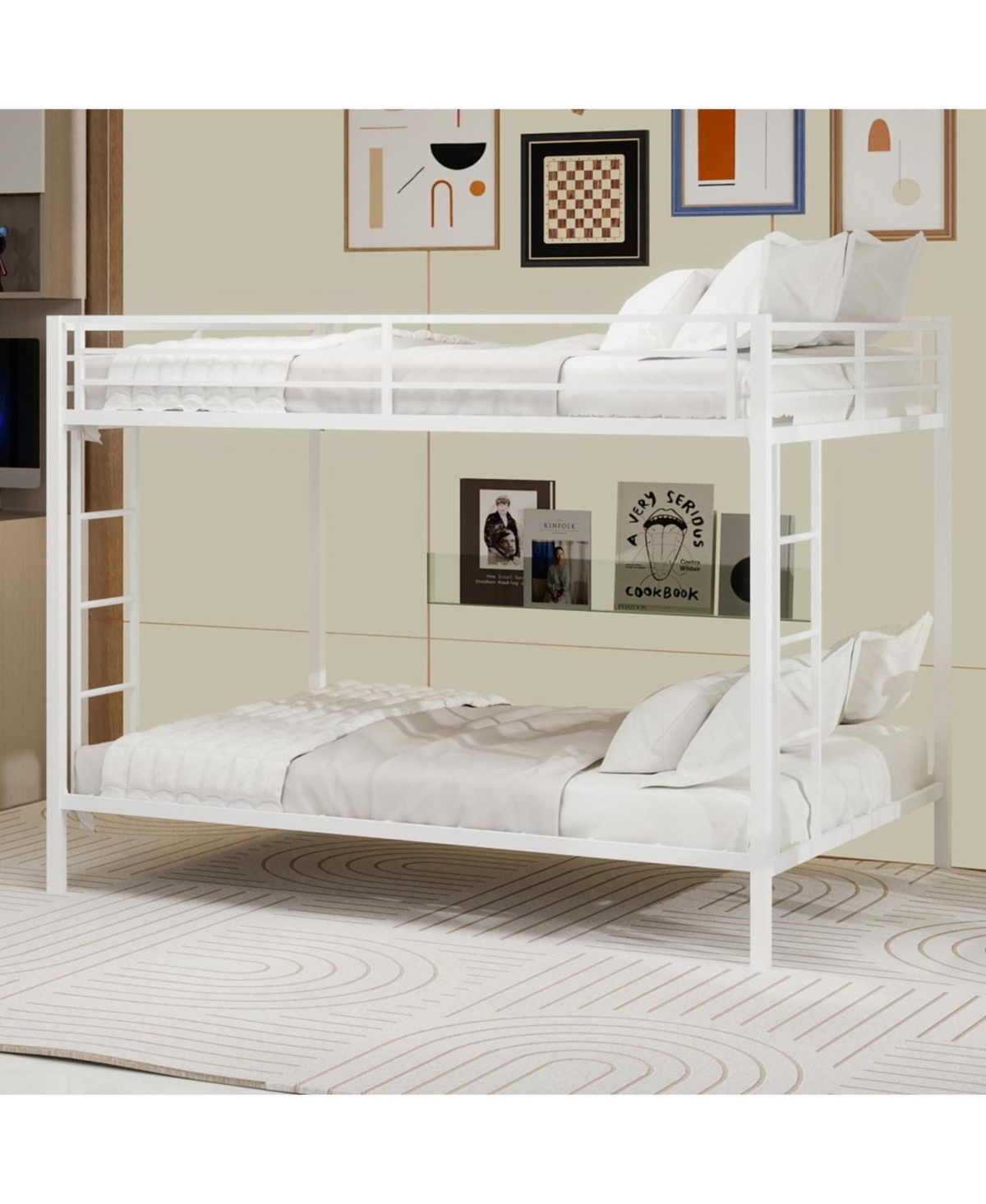 Streamdale Furniture Multi-Functional Square Tube Iron Bunk Bed - Queen Size