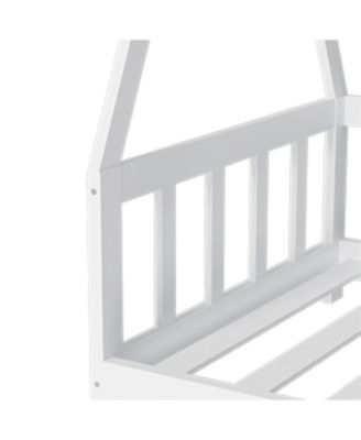 Montessori Floor Bed Frame for Kids with Guardrail, White