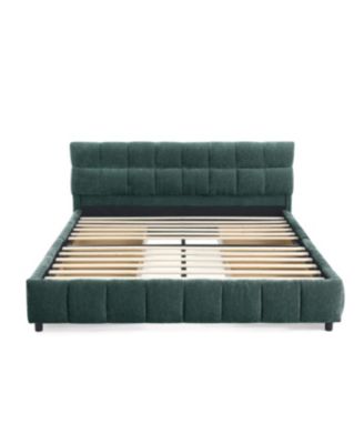 Queen Size Upholstered Bed with Storage Drawer - Green