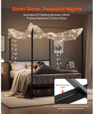 82.5 x 60.2 x 72 in / 2095 x 1530 x 1830 mm Metal Canopy Bed Frame with Elegant Four Poster Design